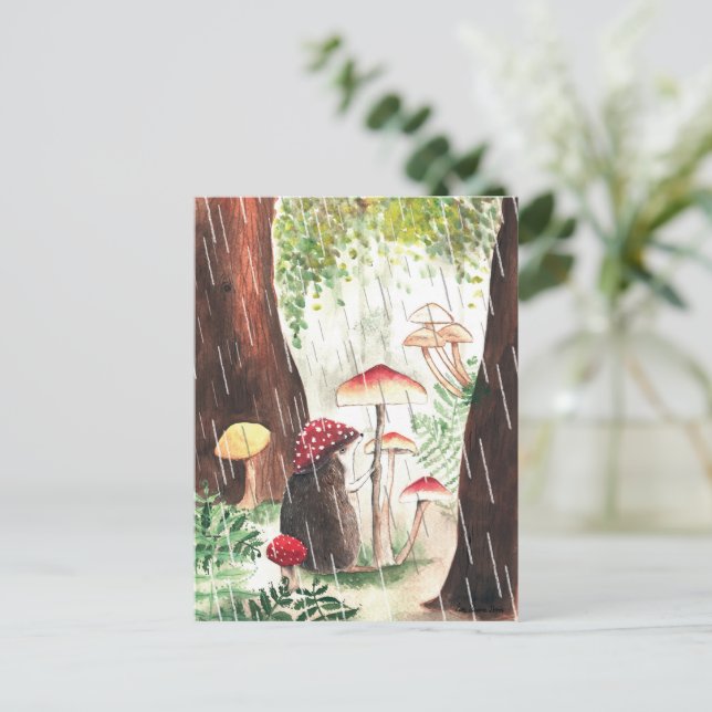 Postal Hedgehog Y Ilustracion Toadstool (Anverso de pie)