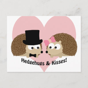 Postal Hedgehugs and Kisses Hedgehog Pareja