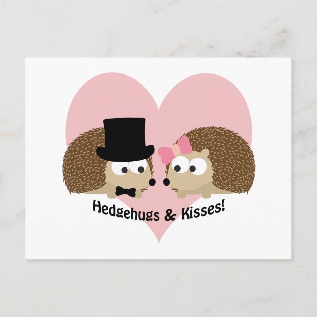 Postal Hedgehugs and Kisses Hedgehog Pareja (Anverso)