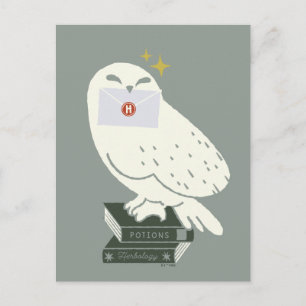 Postal Hedwig con dibujo caprichoso de carta