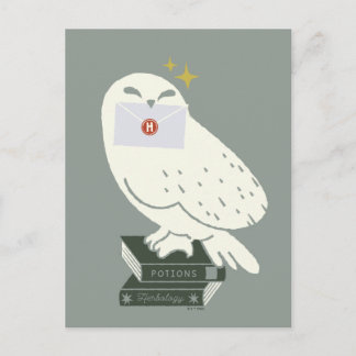 Postal Hedwig con dibujo caprichoso de carta
