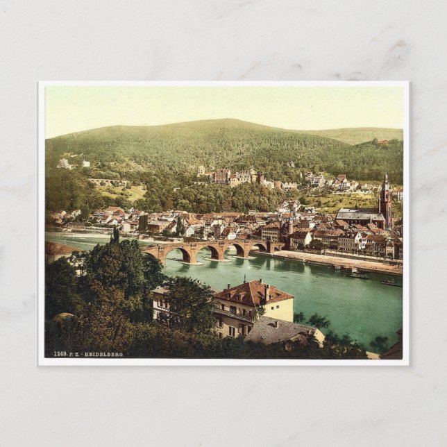 Postal Heidelberg, visto desde el filósofo, Baden, G (Anverso)