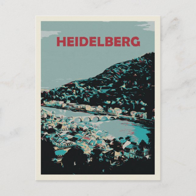 Postal Heidelberg y el río Neckar Alemania Ciudad románti (Anverso)