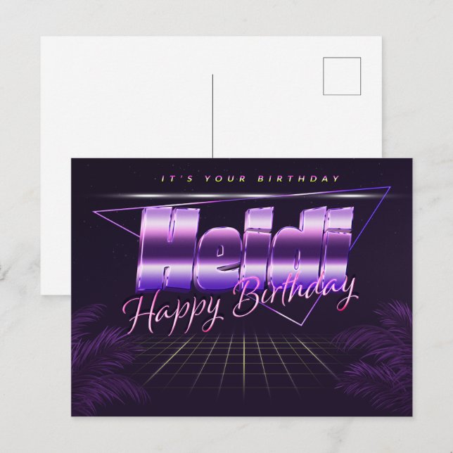 Postal Heidi Name Vorname lila Postkarte Geburtstag (Anverso / Reverso)