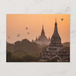 Postal Heißluftballons über Bagan in Myanmar Postkarte