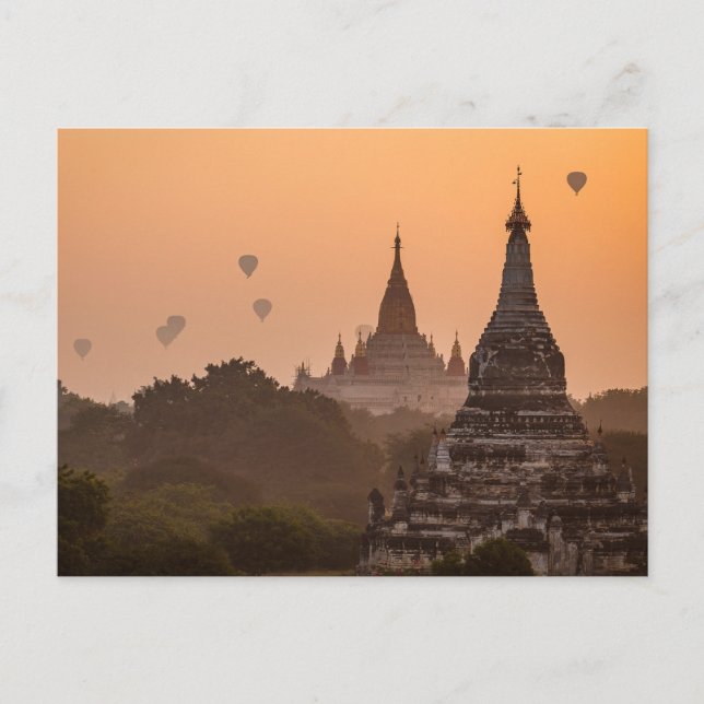 Postal Heißluftballons über Bagan in Myanmar Postkarte (Anverso)
