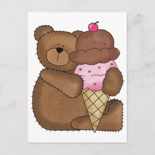 Postal Helado de chocolate Teddy (Anverso)
