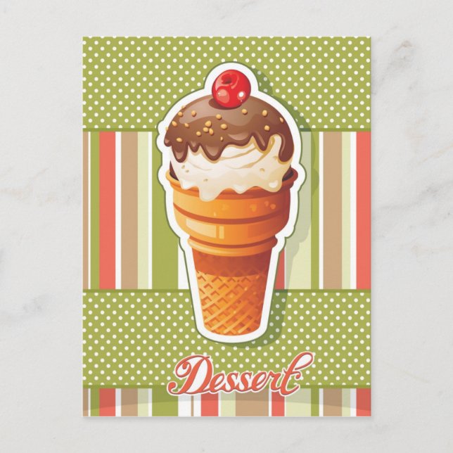 Postal Helado de chocolate vintage (Anverso)