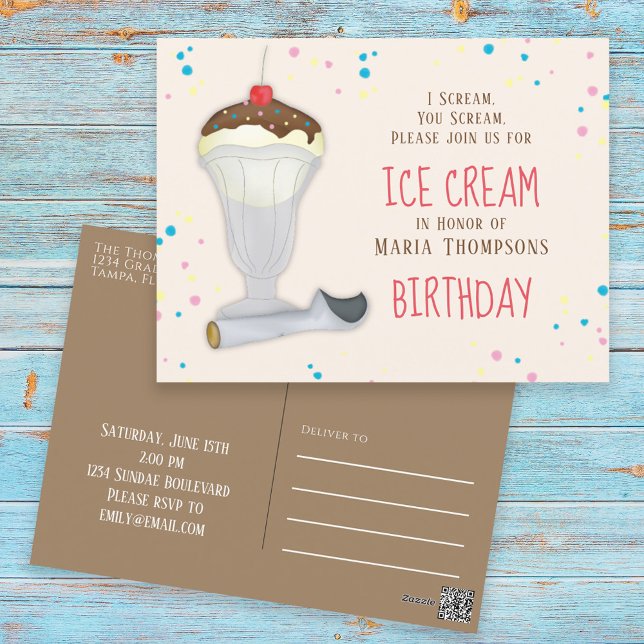 Postal Helado de cumpleaños moderno con sprinkles caprich (Subido por el creador)