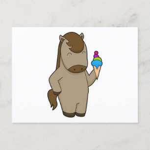 Postal Helado de waffle de caballo