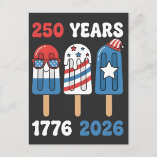 Postal Helado del 4 de julio años 250 1776 2026