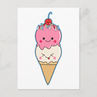 Postal Helado lindo de Kawaii