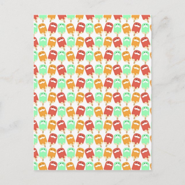 Postal Helado multicolor con bigotes (Anverso)
