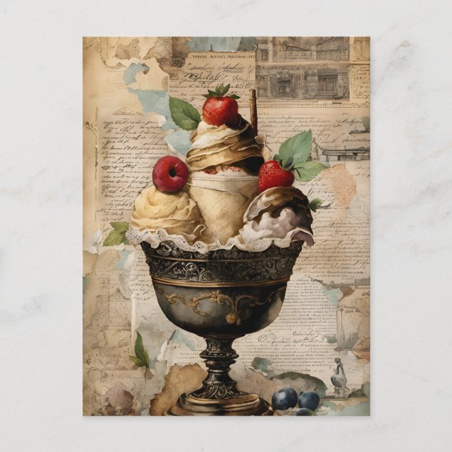 Postal Helado Sundae Collage (Anverso)