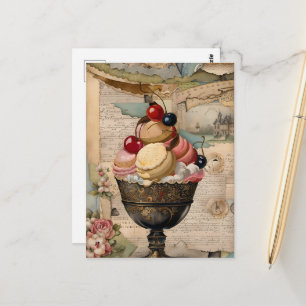 Postal Helado Sundae Collage Vintage