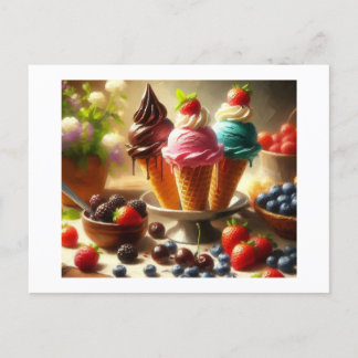 Postal Helados de verano y fruta,