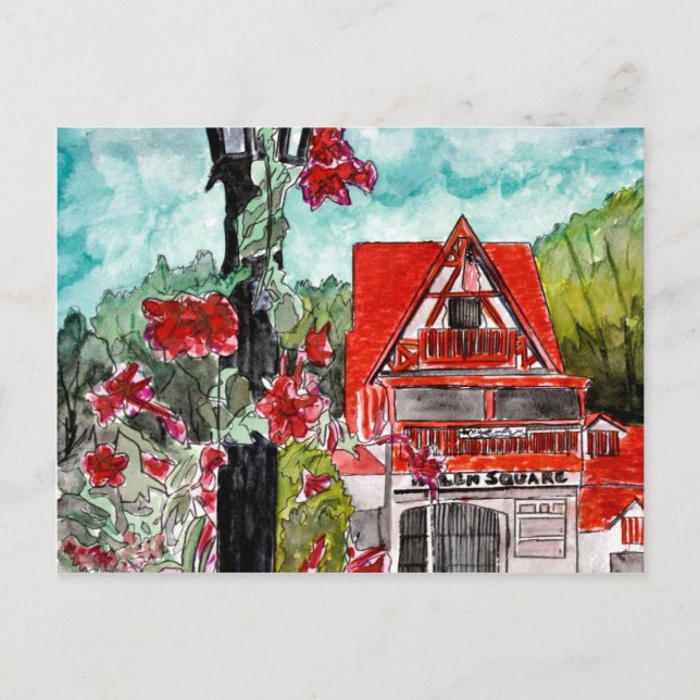 Postal Helen Georgia Montañas alemanas arte de la ciudad  (Anverso)