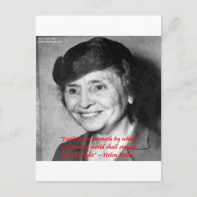 Postal Helen Keller "Faith/Stength" Wisdom Cita (Anverso)