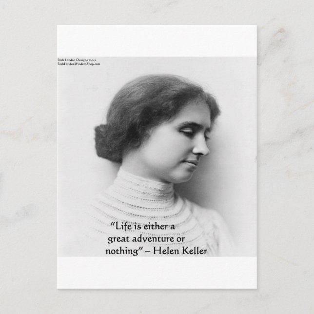 Postal Helen Keller: "La vida es aventura" (Anverso)