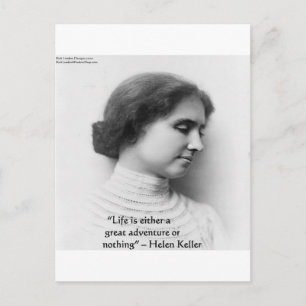 Postal Helen Keller "La vida es aventura" Regalo de cita 