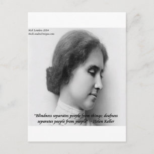 Postal Helen Keller y famosa cita de sordo/ciego