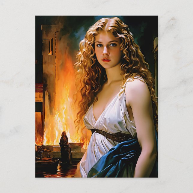 Postal "Helen, la belleza de un espartano, el fuego de Tr (Anverso)