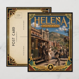 Postal Helena Montana Arte Deco Vintage Edad Dorada