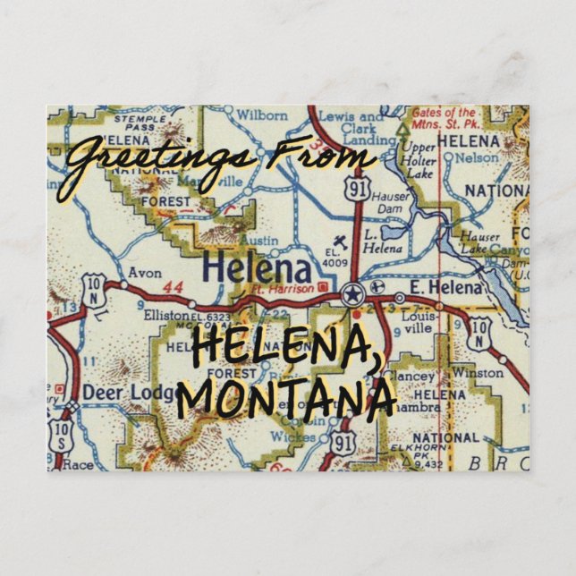 Postal Helena MT Vintage Map (Anverso)