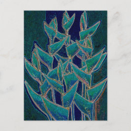 Postal Heliconia Rostrata Flor Tropical Arte floral Verde