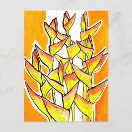 Postal Heliconia Rostrata Flores Tropicales Amarillo Flor