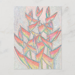 Postal Heliconia Rostrata Flores Tropicales Arte Floral
