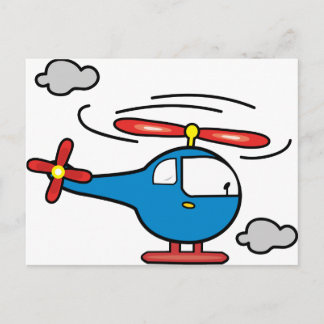 Postal Helicóptero azul y rojo