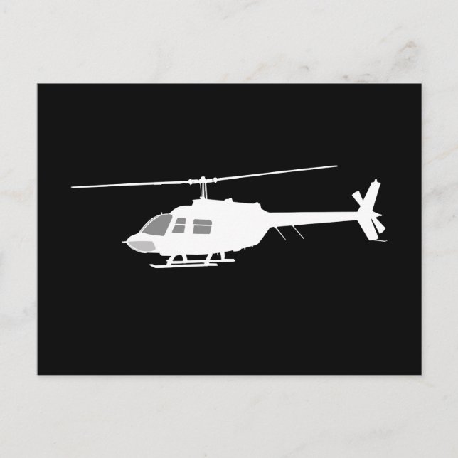 Postal Helicóptero Chopper Silhouette Flying Black Decour (Anverso)