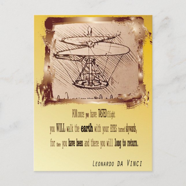 Postal Helicóptero Da Vinci 🚁 ✨ presupuesto especial (Anverso)