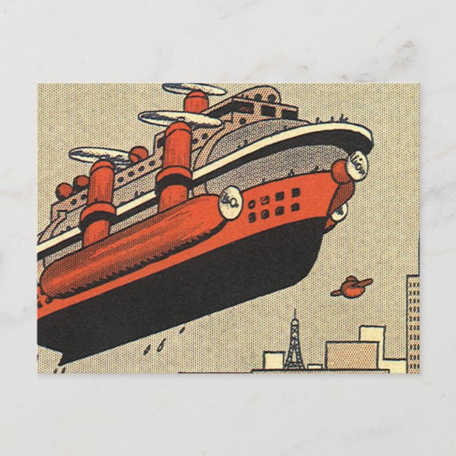 Postal Helicóptero de crucero de ciencia ficción vintage (Anverso)