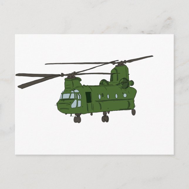 Postal Helicóptero militar verde CH-47 Chinook (Anverso)