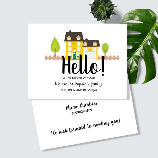 Postal Hello,Editable We're New to the Neighborhood (Subido por el creador)