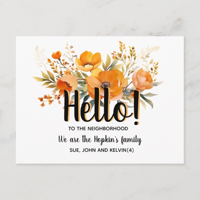 Postal Hello,Editable We're New to the Neighborhood (Anverso)