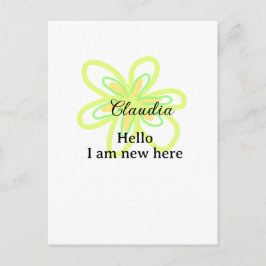 Postal Hello I am new here name yellow green flower kids