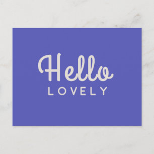 Postal Hello Lovely   Moderna Retro De Estilo Azul