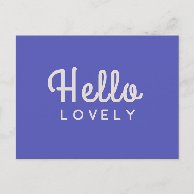 Postal Hello Lovely | Moderna Retro De Estilo Azul (Anverso)