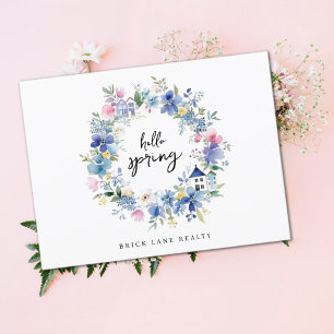 Postal Hello Spring Floral House Wreath Real Estate