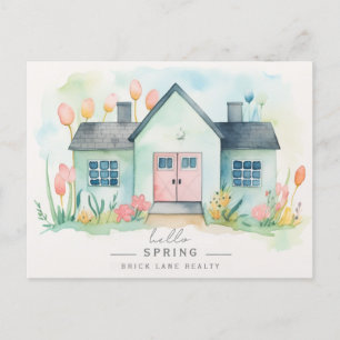 Postal Hello Spring Pastel House Real Estate Marketing