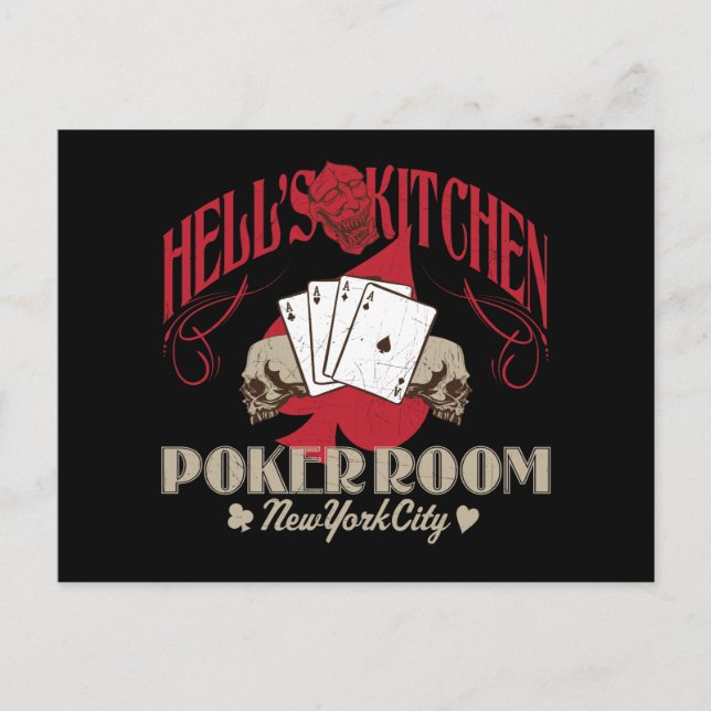 Postal Hells Kitchen Poker Room, New York City Postcard (Anverso)