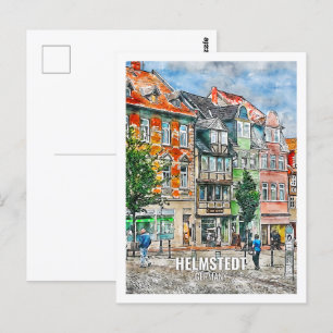 Postal Helmstedt Alemania Famoso Travel Place Watercolor