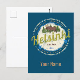 Postal Helsinki, capital del alce de Finlandia, recuerdo 