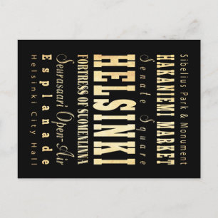 Postal Helsinki Ciudad de Finlandia Arte de tipografía