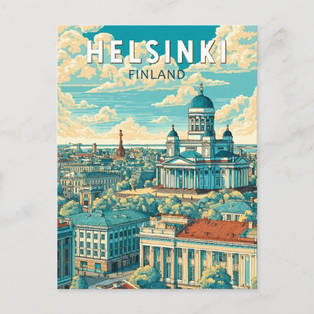 Postal Helsinki Finland Travel Art Vintage (Anverso)