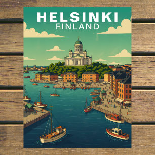 Postal Helsinki Finlandia Puerto Ribera Viaje