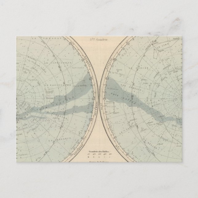 Postal Hemisferio Planisphere Celeste (Anverso)